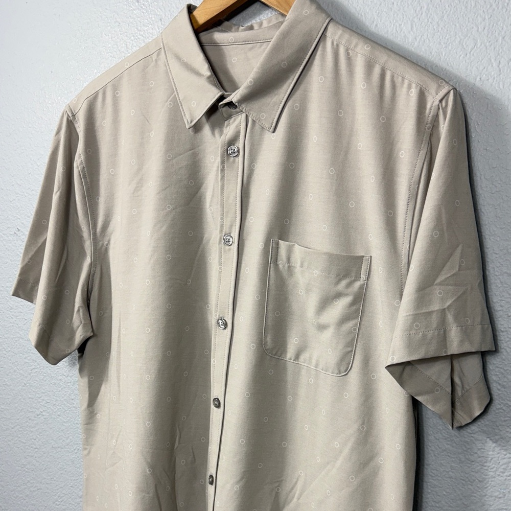 Vuori Beige Short-Sleeve Button Down Shirt